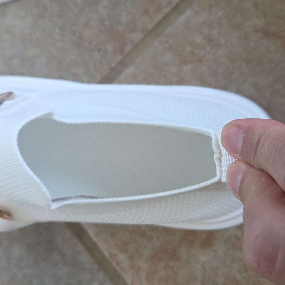White Mesh Slip-On Sneakers Silvertone Chain Detail Chunky Wedge NWOT Sz 10 - Picture 14 of 17